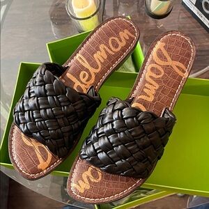 Sam Edelman Black Woven Slide Sandals